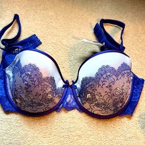 Gorgeous Royal Blue embroidered and Lace Bra by Chantelle.